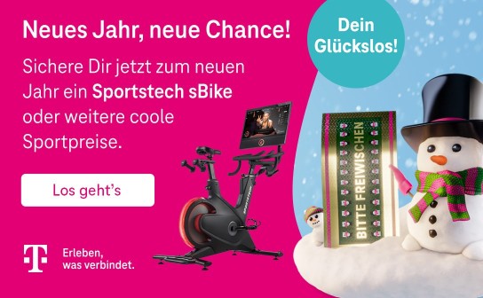 Telekom: ein Sportstech sBike, JBL Kopfhöher, 12 Garmin Watches & weitere coole Preise zu gewinnen