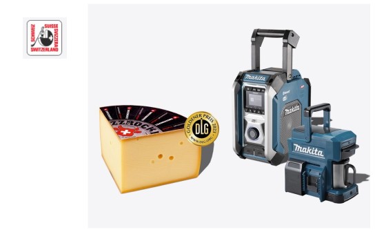 Schweizer Käse: verlost wird 5 x ein Outdoor-Set von Makita im Wert von ca. 370 €