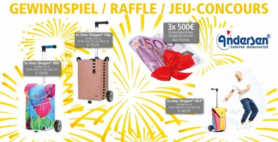 Andersen Shopper: 3 x 500 € Einkaufsgutschein und 15 Shopper-Taschen zu gewinnen