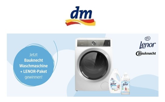 dm-drogerie markt: jeden Monat eine Bauknecht Frontlader-Waschmaschine plus ein LENOR Sensitiv Paket zu gewinnen