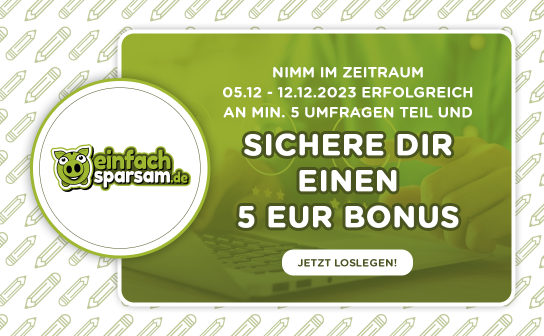 Einfach Sparsam Umfragen - jetzt 5 € geschenkt