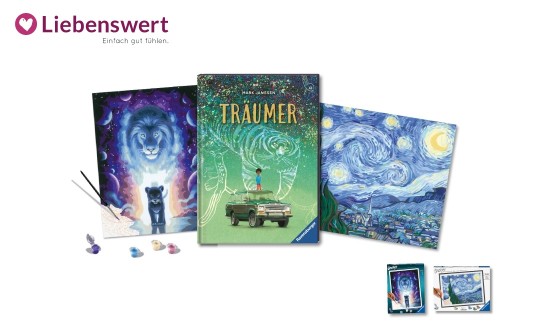 Liebenswert: 3 CreArt - Malen nach Zahlen Komplettsets plus Bilderbuch „Träumer“ von Mark Janssen