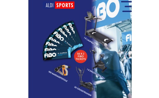 Aldi Sports: Crosstrainer, Massagepistolen, Airbike, FIBO Messe-Tickets und mehr zu gewinnen