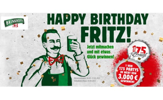 Brinkhoff: 175 individuelle Partys im Wert von je bis zu 3.000 € werden verlost