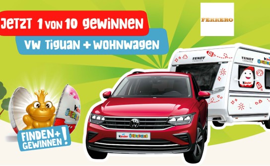 Ferrero: 10 x je ein VW Tiguan + Camper zu gewinnen