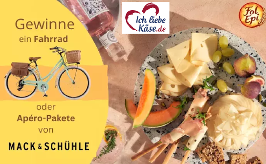Ich liebe Käse: gewinne ein Fahrrad oder eines von 5 Apéro-Paketen von Mack & Schühle