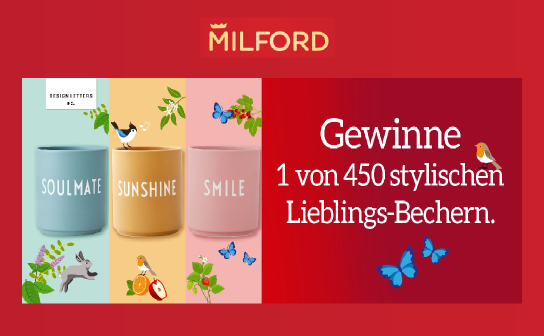 MILFORD: 450 x ein Lieblingsbecher von Design Letters im Wert von jeweils 24 €