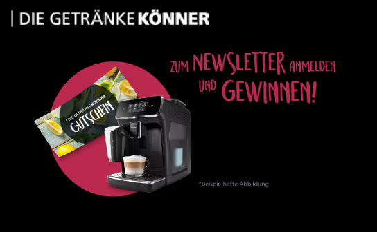 Die Getränkekönner: 2 x ein Philips Kaffeeautomat und 12 x ein Getränkemarkt-Gutschein