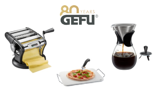 GEFU: verlost werden 3 GEFU-Sets mit Pastamaschine, Kaffeebereiter und einem Pizza-Set