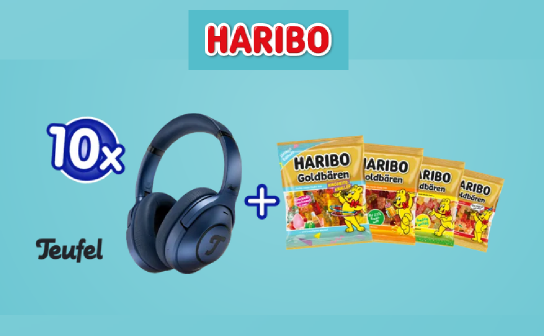 Haribo: 10 x ein Bluetooth-Kopfhörer von Teufel plus Goldbären Fanpaket zu gewinnen