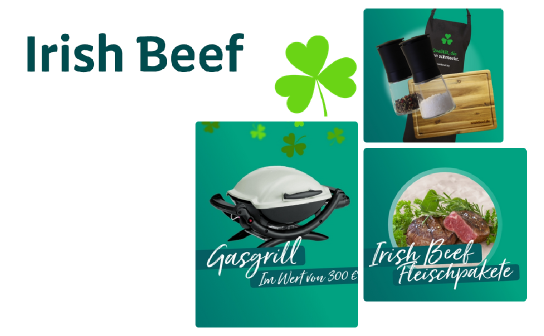 Irish Beef: verlost wird ein Gasgrill im Wert von 300 € und 10 weitere Preise