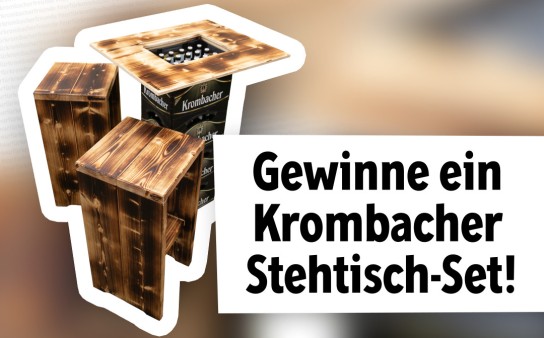 Krombacher: gewinne ein Stehtisch-Set mit 4 Kisten Pils