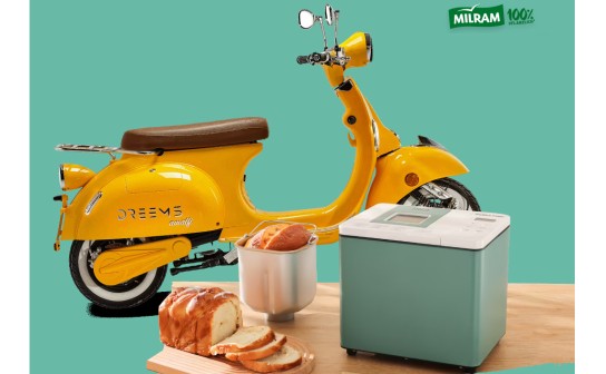 Milram: ein E-Roller & wöchentlich je 3 Brotbackautomaten werden verlost