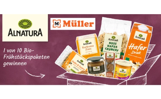 Müller: 10 Alnatura Frühstückspakete werden verlost