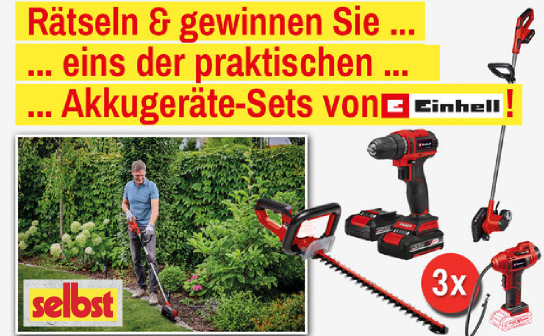 selbst.de: gewinne eines von 3 Akkugeräte-Sets von Einhell
