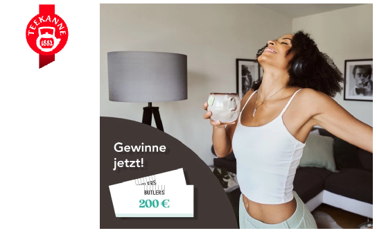 TEEKANNE: verlost wird 50 x ein Butlers Gutschein im Wert von 200 €