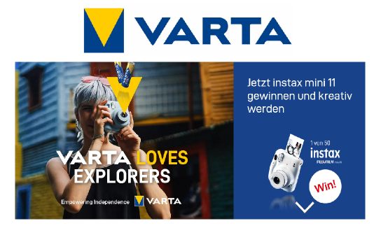 VARTA: 50 x eine instax mini 11 Sofortbildkamera zu gewinnen