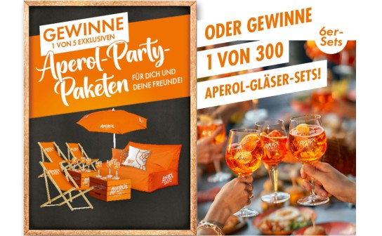 Aperol: 5 exklusive Party-Pakete & 300 Gläser-Sets werden verlost