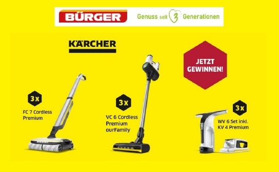 Bürger: verlost werden 9 Reinigungsgeräte von Kärcher