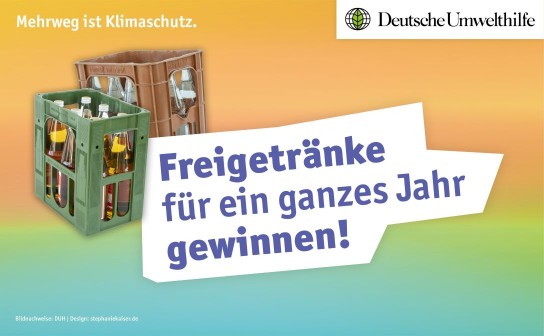 Deutsche Umwelthilfe: Gewinne 1 von 20 Jahresvorräten an Getränken im Wert von je 800 €