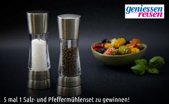 geniessen-reisen.de: gewinne eines von 5 Salz- und Pfeffermühlensets von Cole & Mason Derwent
