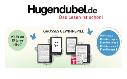 Hugendubel: 40 x ein tolino eReader zu gewinnen