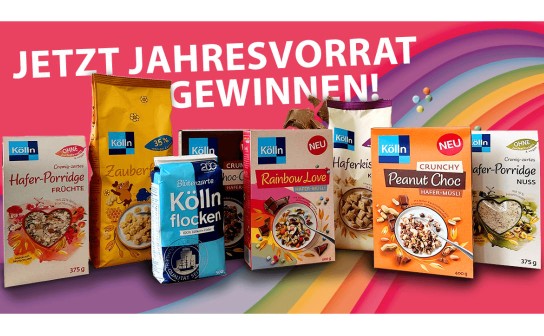 Kölln: ein Jahresvorrat mit Kölln-Produkten & 5 Einkaufsgutscheine á 50 € werden verlost