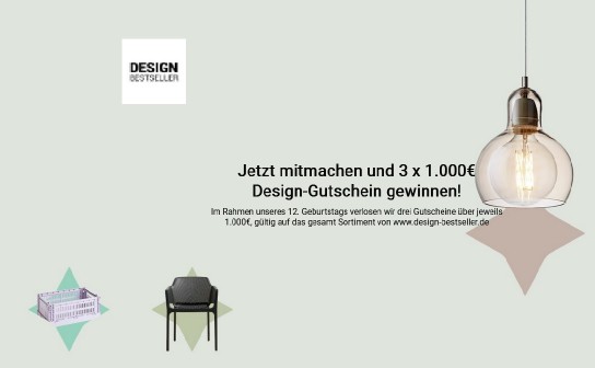 Mathes Design: gewinne einen von 3 Design-Bestseller Gutscheinen in Höhe von jeweils 1.000 €