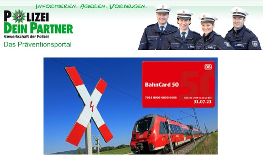 Polizei Dein Partner: gewinne einen DB-Gutschein für zwei BahnCards 50 2. Klasse