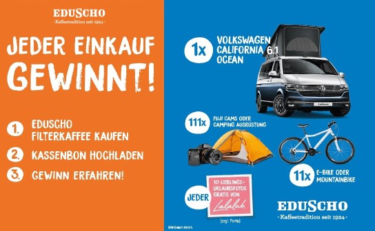 Tchibo: ein Volkswagen California 6.1 Ocean im Wert von 85.000 € und viele weitere Preise