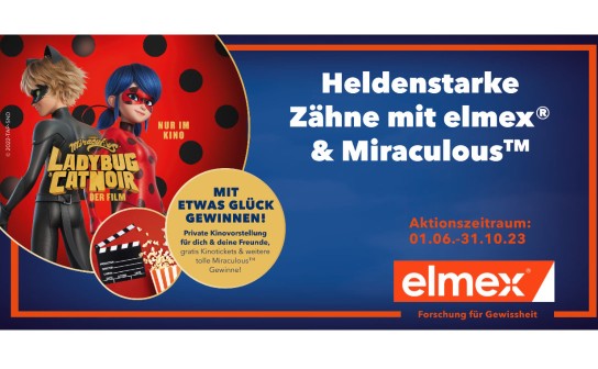 Elmex: gewinne eine private Kinovorstellung „MiraculousTM Ladybug & Cat Noir“