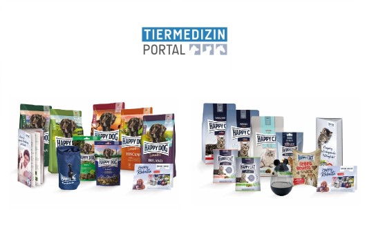 vetproduction: jeweils 5 Futter-Sets für Hunde oder Katzen von Happy Dog bzw. Happy Cat
