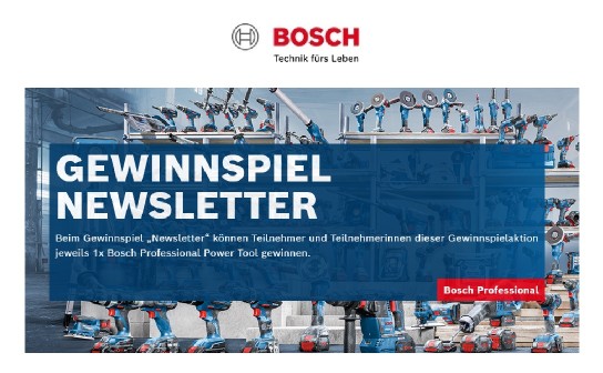 Bosch: gewinne ein Bosch Professional Power Tool im Wert von ca. 200 €