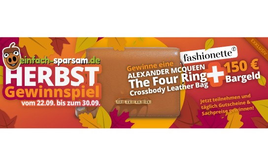 Einfach-Sparsam Herbstgewinnspiel 2023: eine Crossbody Leather Bag, Überraschungspakete, Bargeld & weitere Sachpreise