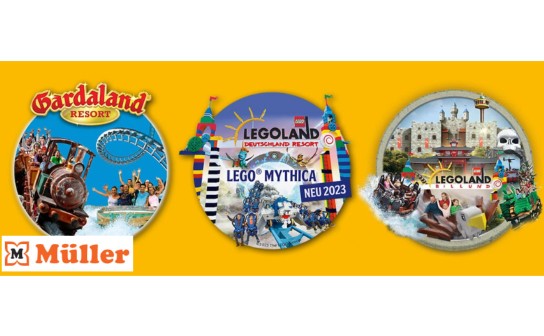 Müller: je 2 Übernachtungspakte für LEGOLAND® & LEGOLAND Billund Resort (DK) & Gardaland Resort