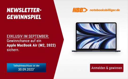 Notebooksbilliger: ein Premium-Notebook von Apple im Wert von 1.299 € & 10 Einkaufsgutscheine á 50 € zu gewinnen