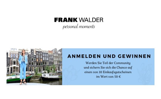 FRANK WALDER: verlost wird 10 x ein Einkaufsgutschein im Wert von jeweils 50 €