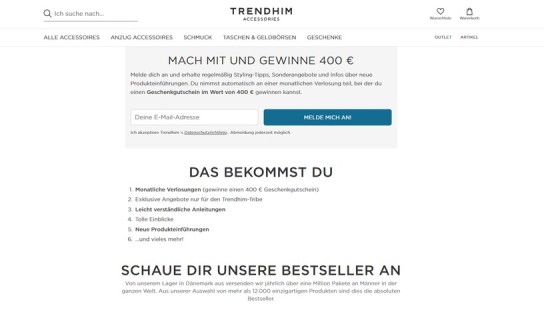 Trendhim: monatlich einen 400 € Gutschein für Herren-Accessoires gewinnen