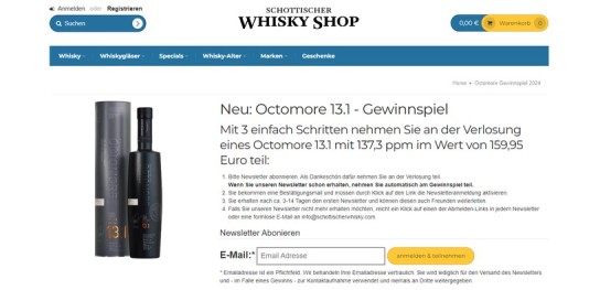 Whiskey Gents: eine Flasche Octomore 13.1 im Wert von ca. 160 € wird verlost