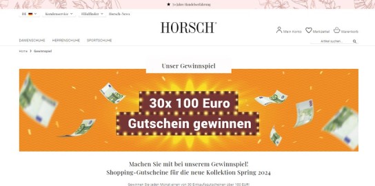 Horsch: monatlich 30 x 100 € Gutschein gewinnen