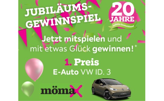 Mömax: ein VW ID.3, 4 Familienurlaube in Kärnten & Gutscheine werden verlost