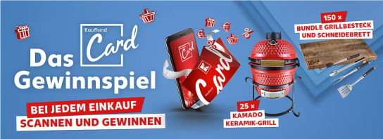 Kaufland - Kaufland Card Gewinnspiel im April - 25x KAMADO Keramik-Grill und 150x Bundle Grillbesteck und Schneidebrett
