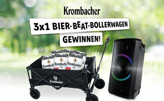 Krombacher: 3 x Bier-Beat-Bollerwagen Paket gewinnen
