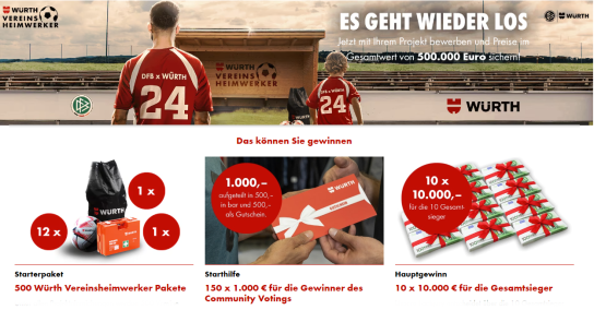 WÜRTH - Preise im Gesamtwert von 500000€ (nur für deutsche Amateur Fußballvereine)