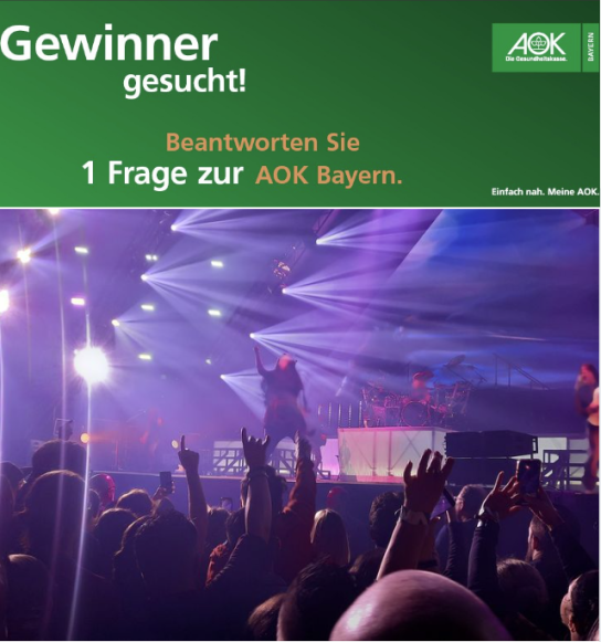 AOK Bayern - 1x 2 Karten für das Metallica-Konzert am 24.05.24 in München (nur für Bayern)