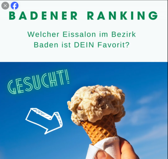 Badener Zeitung - Ein Eis-Gutschein für 2 Personen (Österreich / Facebook)