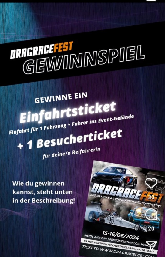 Dragracefest - Einfahrtskarte und Besucherticket für das Dragracefest 2024 (Instagram)