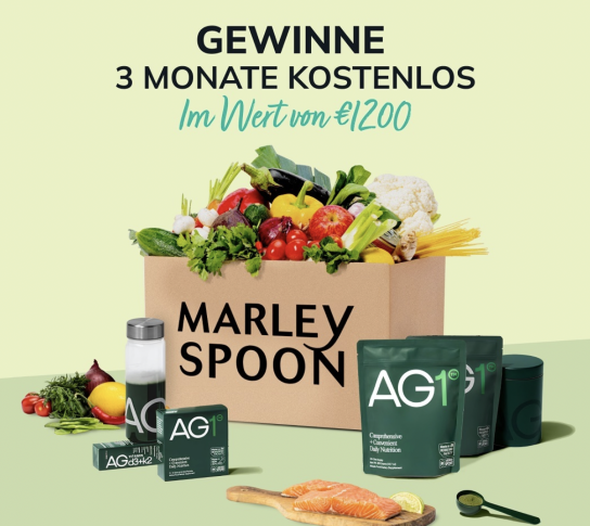 Marley Spoon - 3-Monats-Abonnement für Marley Spoon und AG1 im Wert von 1200 EUR gewinnen! (Instagram)