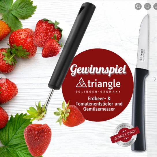 triangle - Ein triangle Erdbeer- & Tomatenentstieler und ein triangle Gemüsemesser (Facebook)
