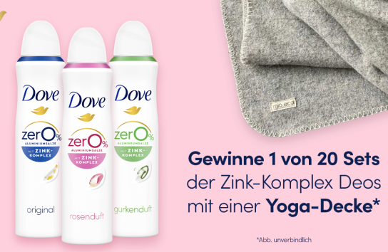 Unilever - 20 x Dove Deo Yoga-Set bestehend aus drei Dove Deos und einer Yoga- und Meditationsdecke